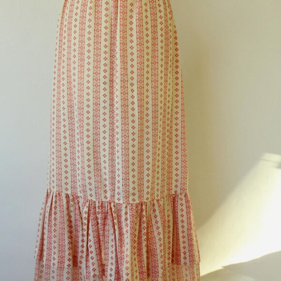 Vintage 1960s 1970s Skirt and Blouse, Neiman-Marcus Orange and Cream Peasant Sty - Picture 2 of 10